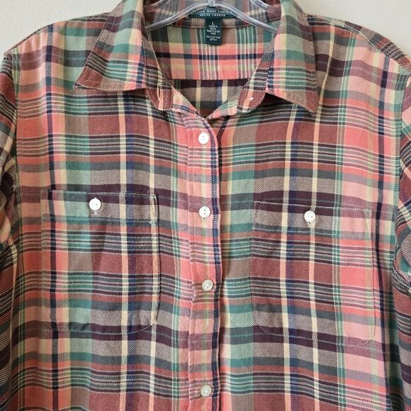 Lauren Jeans Company Womens Green and Pink Plaid Casual Shirt Shacket Size L - Picture 3 of 5